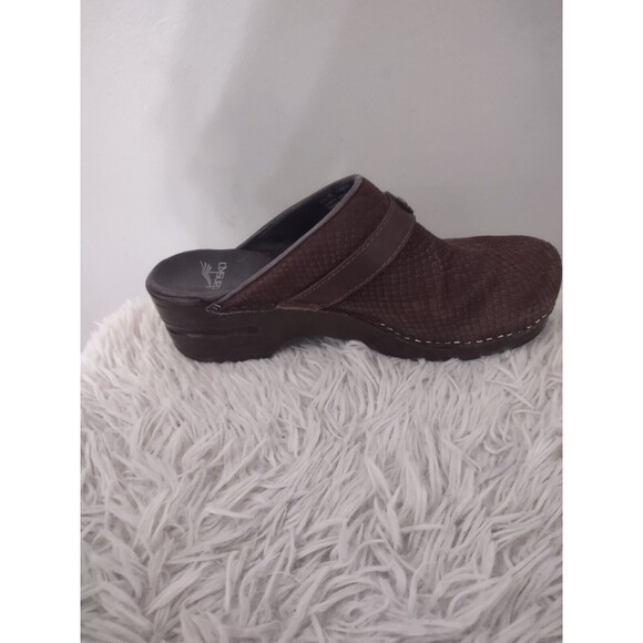 Dansko Shandy Brown Leather Snake Skin Imitation Open Heel Work Clog 39 US 8.5 - Picture 6 of 8